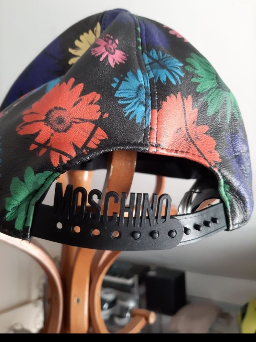 Moschino Black Floral Kids Baseball Cap with Multicolor Blooms - Picture 2 of 7